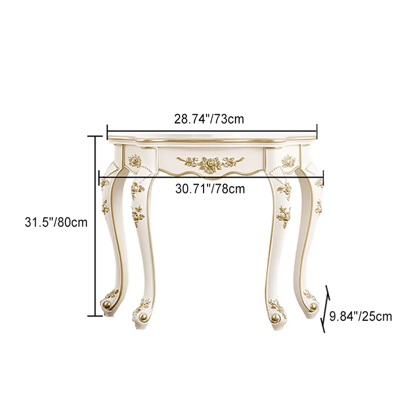 Traditional European Carving Curved Plywood Top Console Table End Table For Entryway