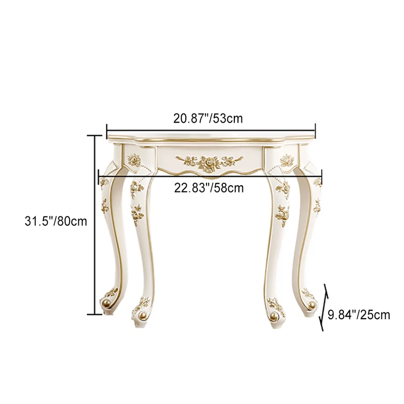 Traditional European Carving Curved Plywood Top Console Table End Table For Entryway
