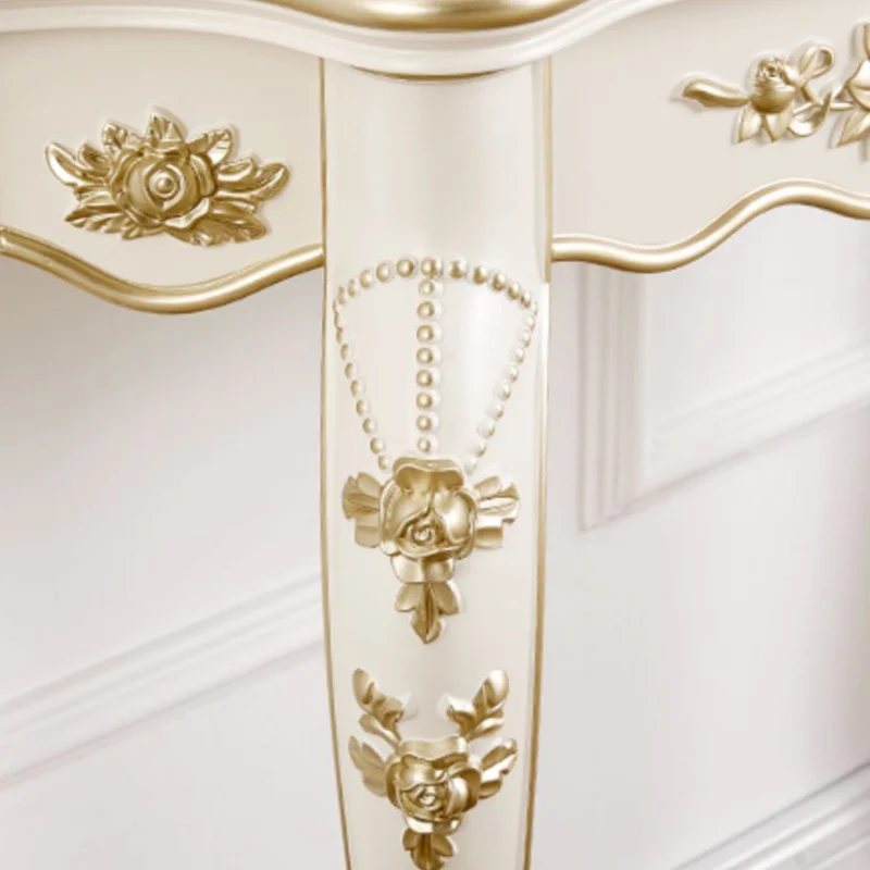 Traditional European Carving Curved Plywood Top Console Table End Table For Entryway