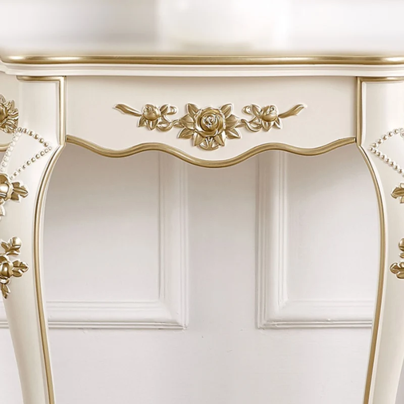 Traditional European Carving Curved Plywood Top Console Table End Table For Entryway