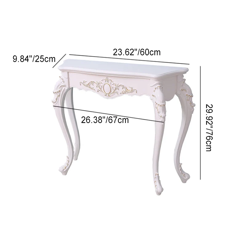 Traditional European Resin Pine Particle Board Top Arc Carved Legs Console Table End Table For Entryway