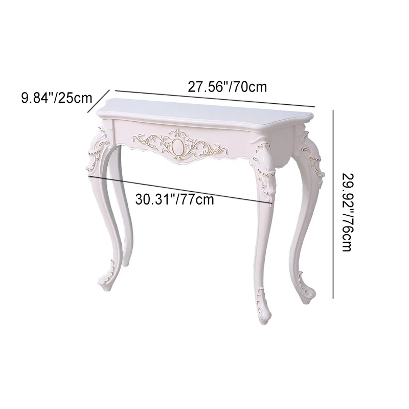 Traditional European Resin Pine Particle Board Top Arc Carved Legs Console Table End Table For Entryway