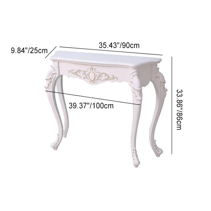 Traditional European Resin Pine Particle Board Top Arc Carved Legs Console Table End Table For Entryway