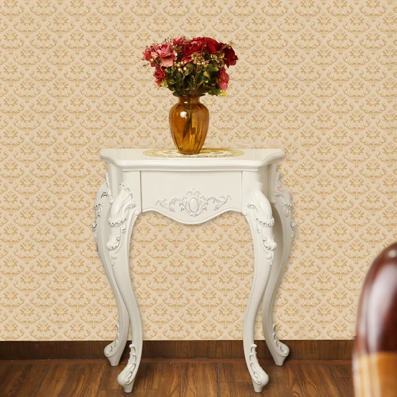 Traditional European Resin Pine Particle Board Top Arc Carved Legs Console Table End Table For Entryway