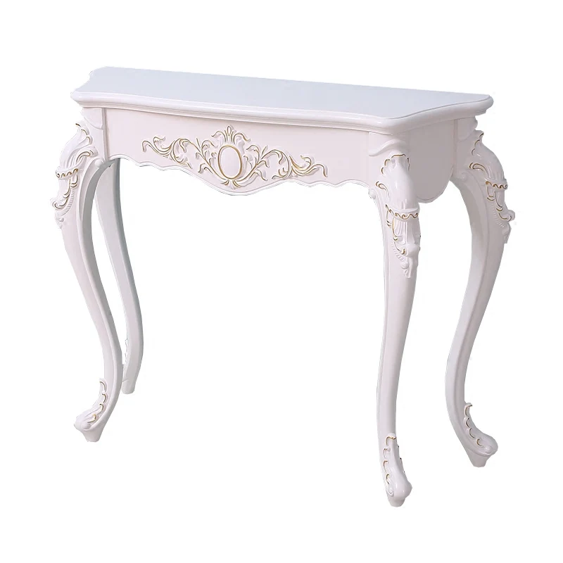 Traditional European Resin Pine Particle Board Top Arc Carved Legs Console Table End Table For Entryway