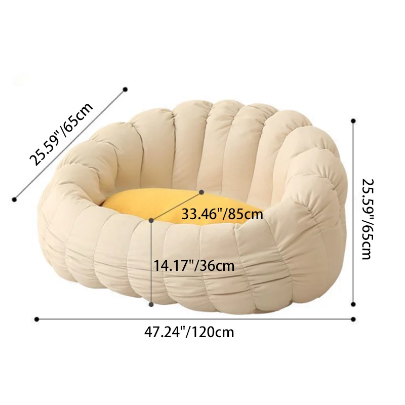 Contemporary Nordic Snowflake Fleece EPS Flower Round Sofa Footrest For Bedroom