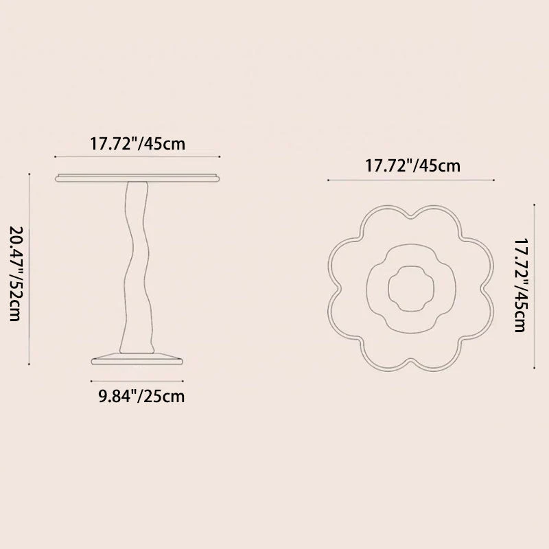 Contemporary Nordic Petal Shape Wood Iron Side Table For Living Room