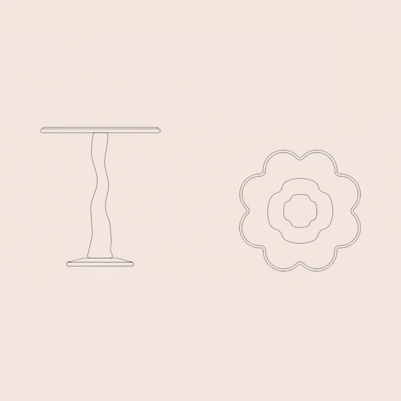 Contemporary Nordic Petal Shape Wood Iron Side Table For Living Room