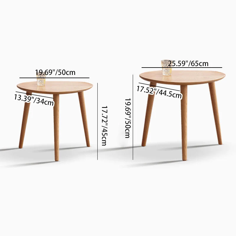 Contemporary Japanese Oval Wood Side Table 1-Tier For Living Room