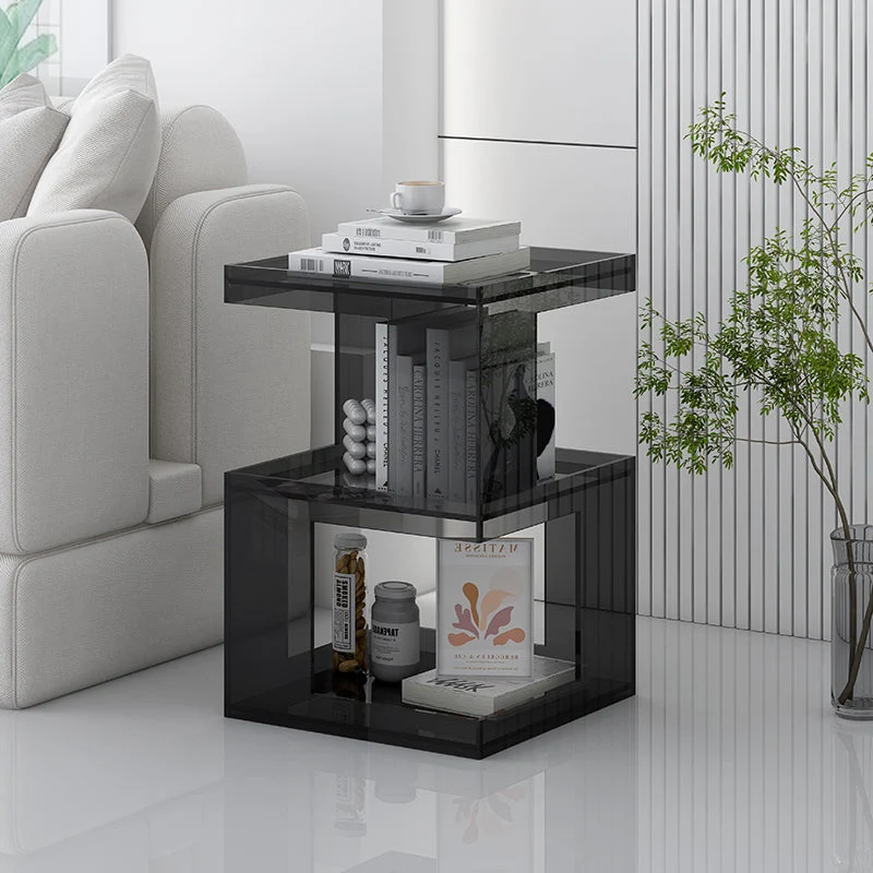 Contemporary Nordic Geometry Rectangular Acrylic Side Table 3 - Tier For Living Room