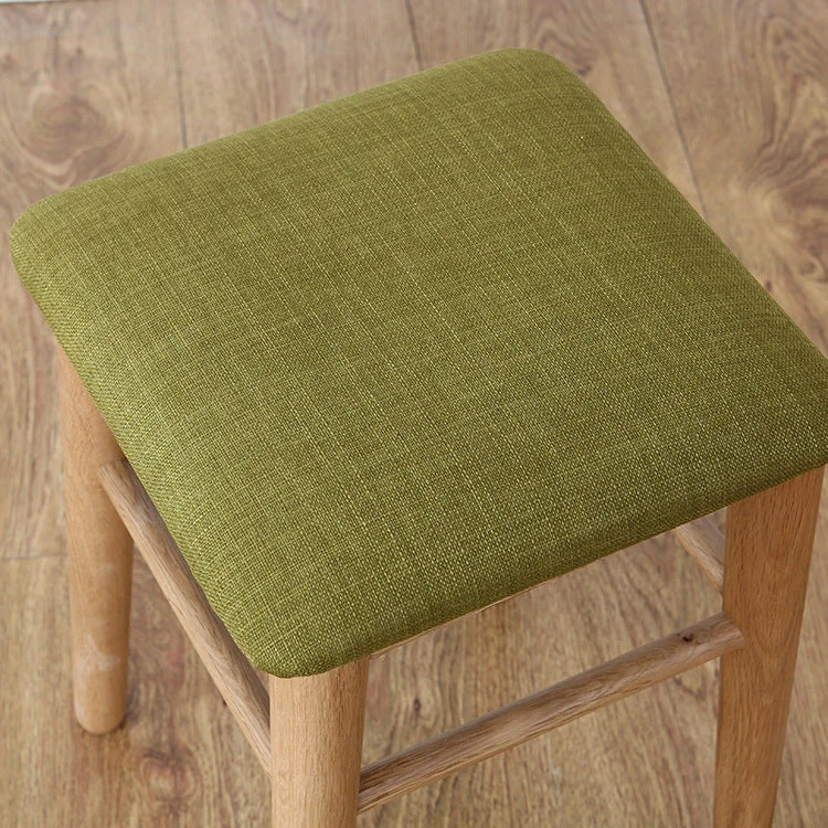 Modern Minimalist Square Oak Wood Fabric Low Stool Footrest For Living Room
