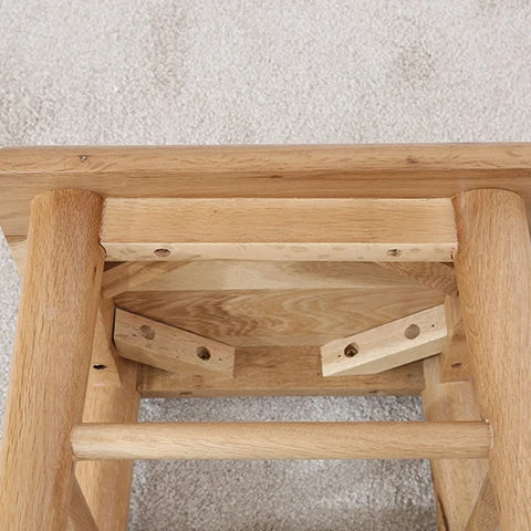 Modern Minimalist Square Oak Wood Fabric Low Stool Footrest For Living Room
