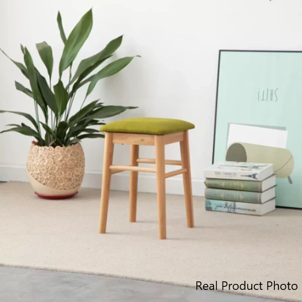 Modern Minimalist Square Oak Wood Fabric Low Stool Footrest For Living Room