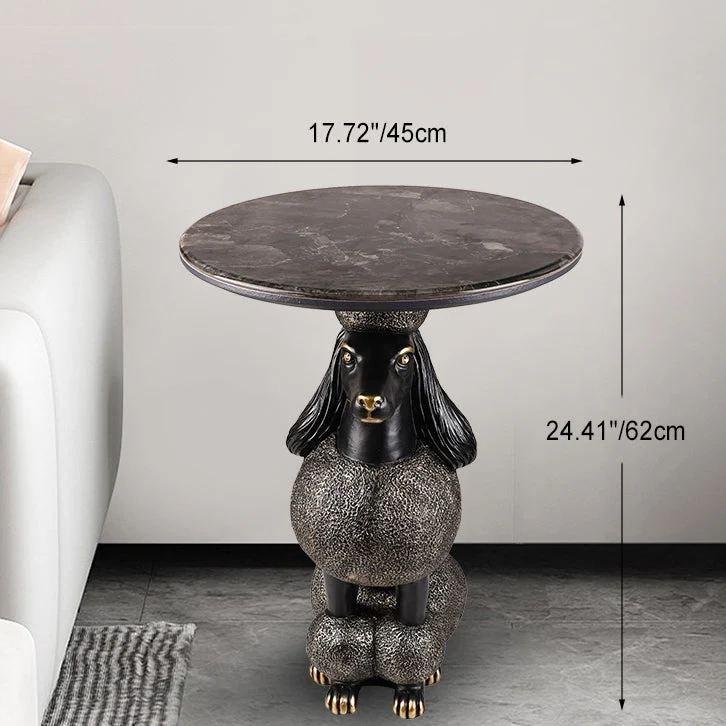 Contemporary Creative Bulldog Puppy Resin Artificial Stone End Table For Living Room