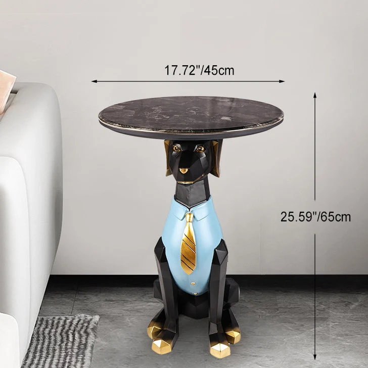 Contemporary Creative Bulldog Puppy Resin Artificial Stone End Table For Living Room