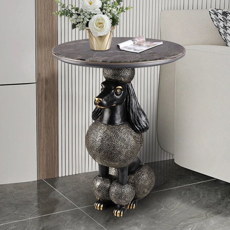 Contemporary Creative Bulldog Puppy Resin Artificial Stone End Table For Living Room