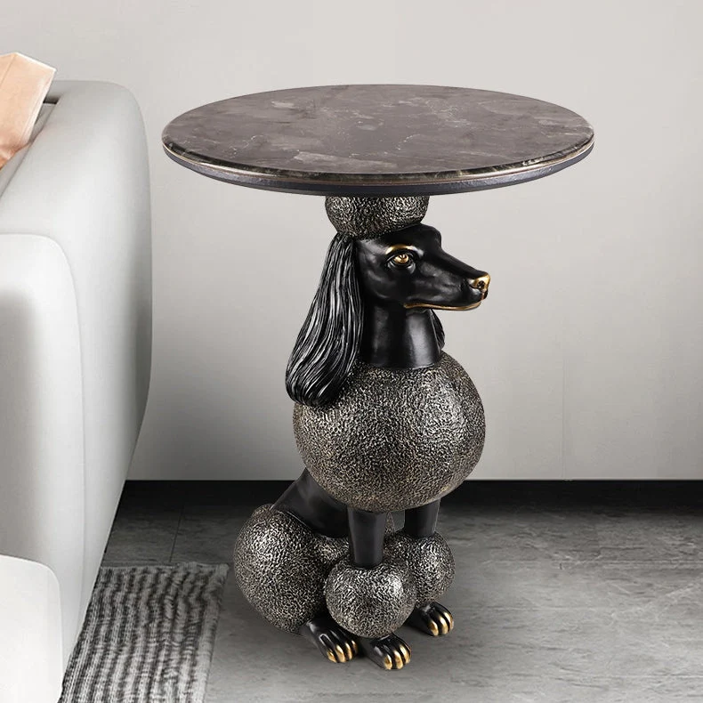 Contemporary Creative Bulldog Puppy Resin Artificial Stone End Table For Living Room