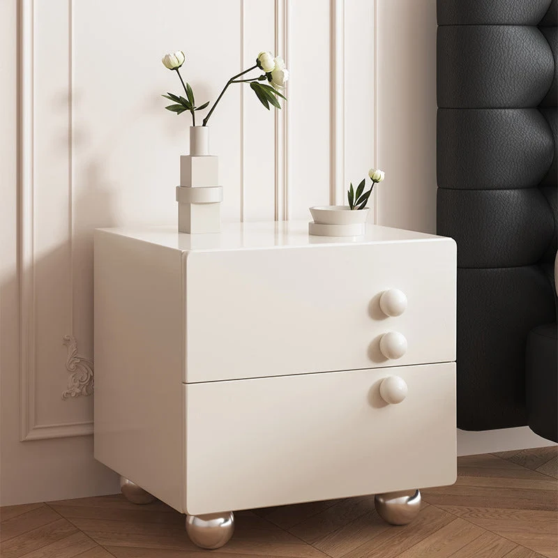 Contemporary Creative Rectangular MDF Stainless Steel Nightstand 2-Drawer For Bedroom