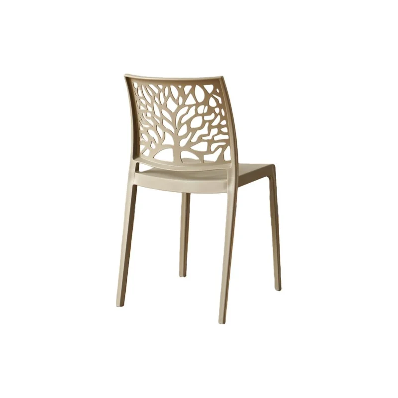 Silla Harlem, Taupe, con Espaldar en Forma de Árbol y Diseño Minimalista