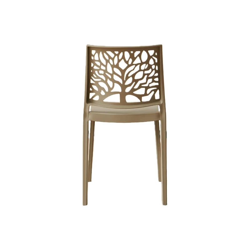 Silla Harlem, Taupe, con Espaldar en Forma de Árbol y Diseño Minimalista