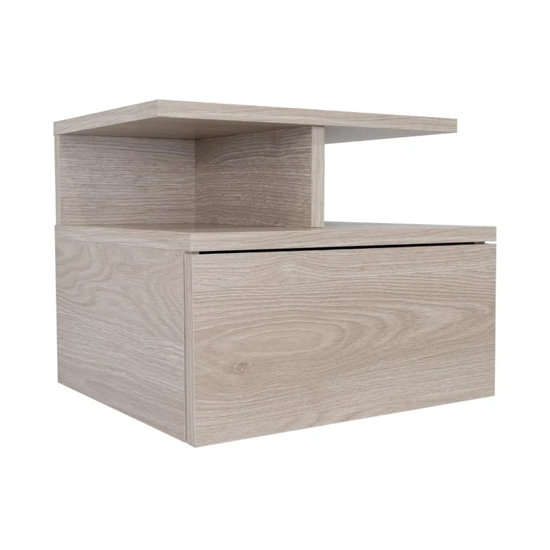 Mesa de Noche Flotante Nube, Humo, con un Cajón y División de Dos Entrepaños ZF
