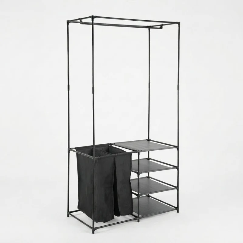 Closet Organizador Lupont, Negro, De tres niveles y dos canastas para ropa
