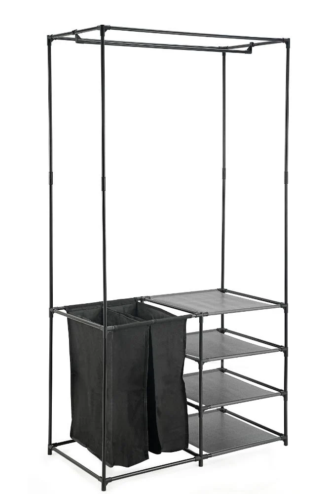 Closet Organizador Lupont, Negro, De tres niveles y dos canastas para ropa