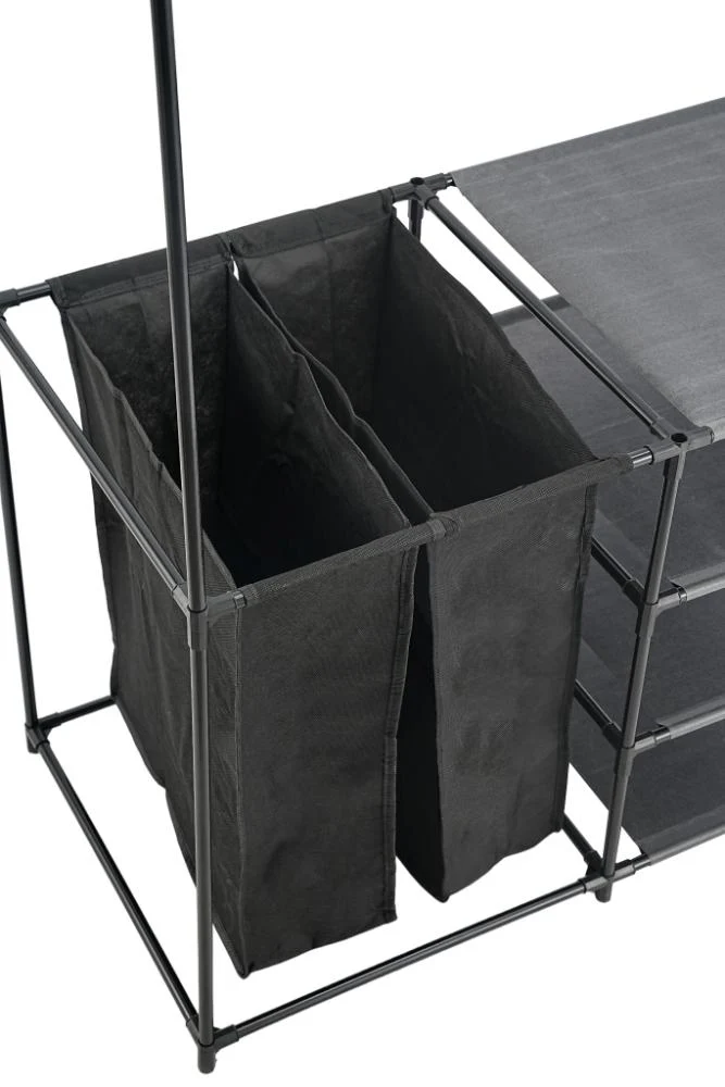 Closet Organizador Lupont, Negro, De tres niveles y dos canastas para ropa