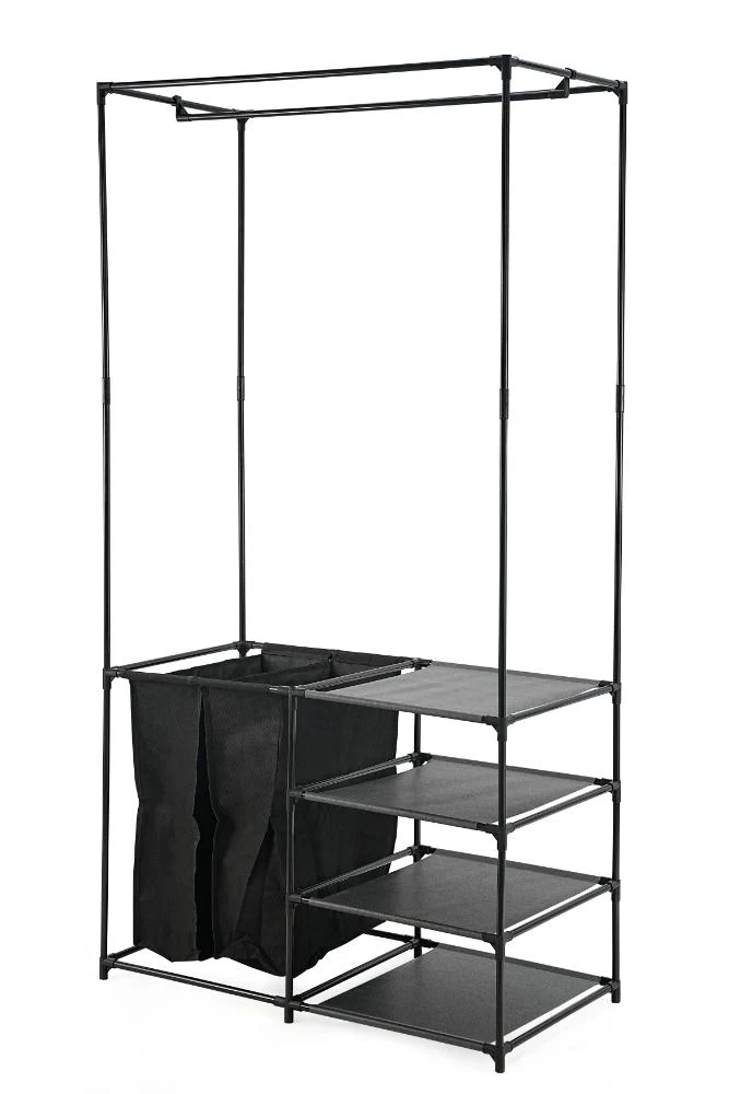 Closet Organizador Lupont, Negro, De tres niveles y dos canastas para ropa