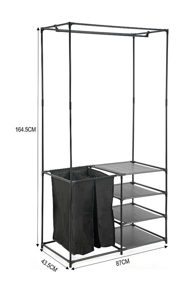 Closet Organizador Lupont, Negro, De tres niveles y dos canastas para ropa