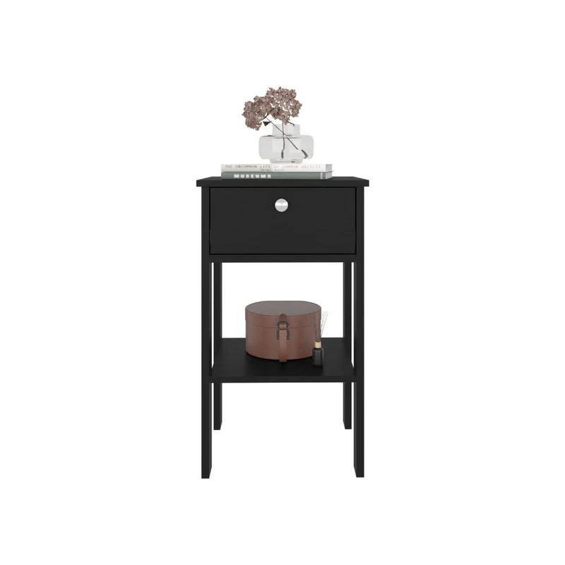 Mesa de Noche Camil II, Wengue, con un Cajón y Manija Tipo Botón ZF