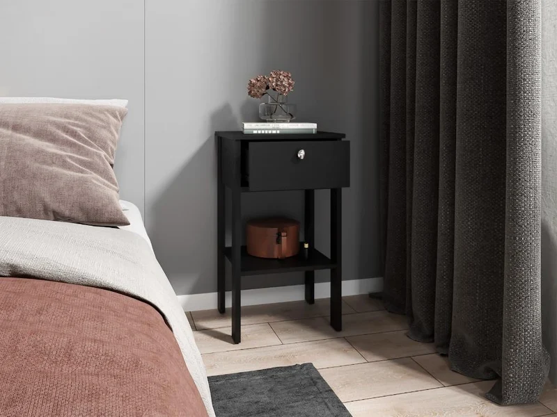 Mesa de Noche Camil II, Wengue, con un Cajón y Manija Tipo Botón ZF
