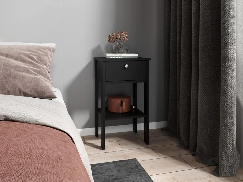 Mesa de Noche Camil II, Wengue, con un Cajón y Manija Tipo Botón ZF