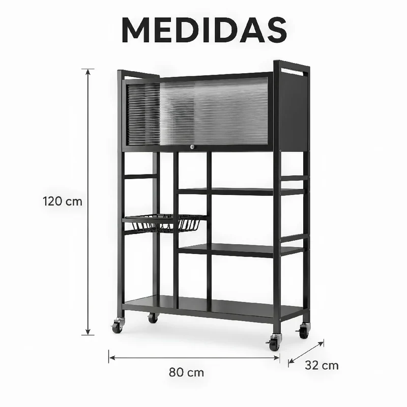 Organizador De Cocina Multiusos Premium Estante Con Puerta Metálico