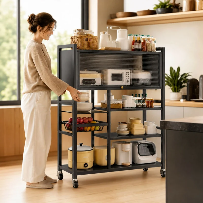 Organizador De Cocina Multiusos Premium Estante Con Puerta Metálico