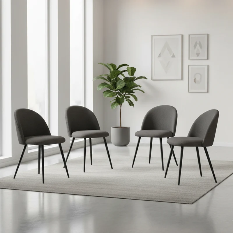 Set de 4 Sillas Core, Color Negro, con Espaldar y Diseño Moderno