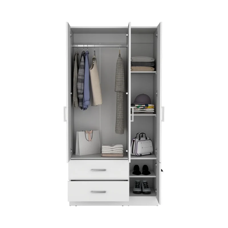 Clóset Cebres, Blanco, con Cuatro Puertas y Dos Cajones ZF