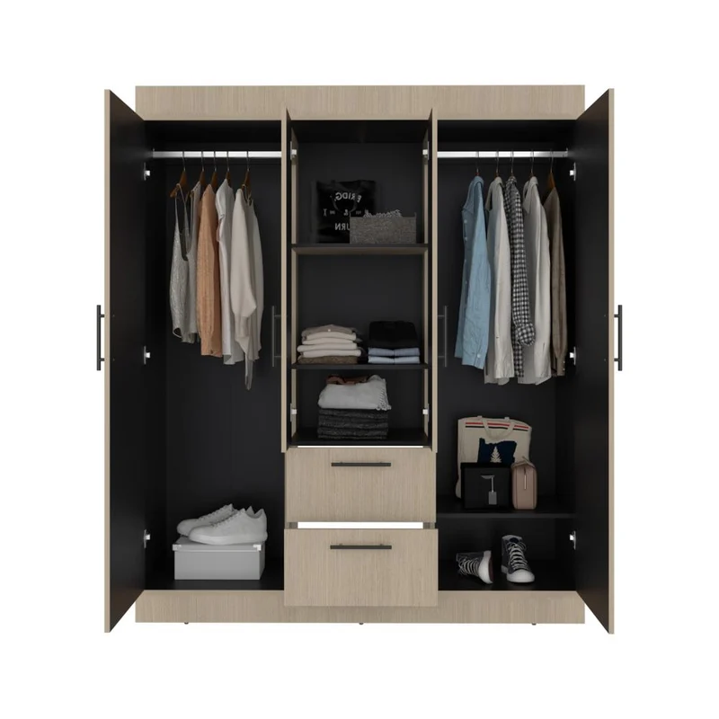 Clóset Aura, Cartagena y Wengue, con 4 Puertas y 2 Cajones