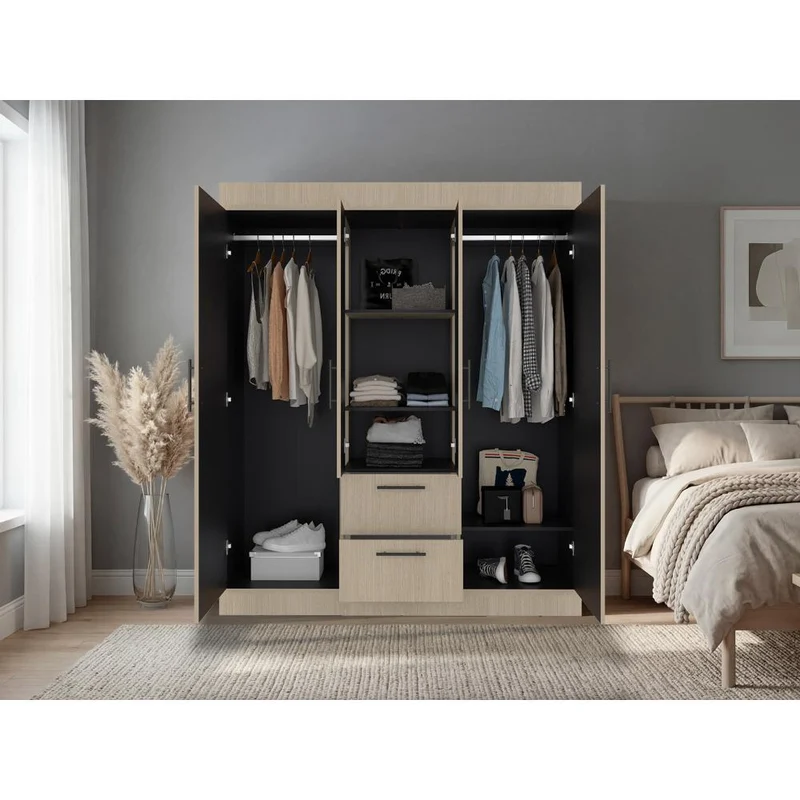Clóset Aura, Cartagena y Wengue, con 4 Puertas y 2 Cajones