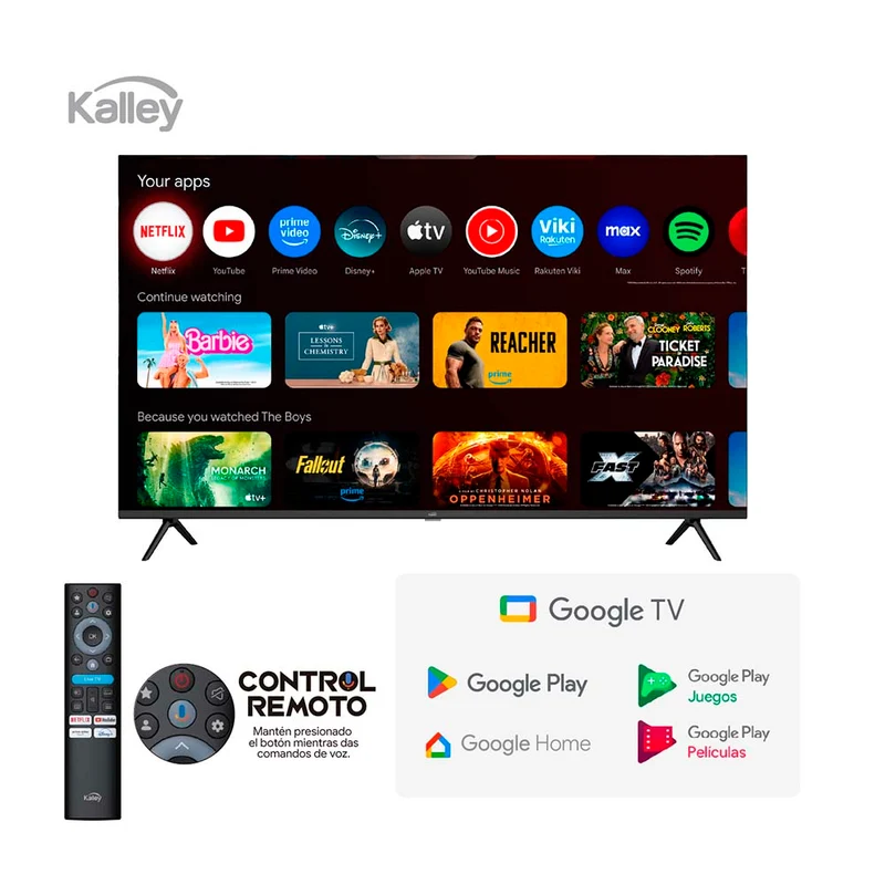 Televisor Kalley 40" Pulgadas 40GQ200 FHD QLED, Negro