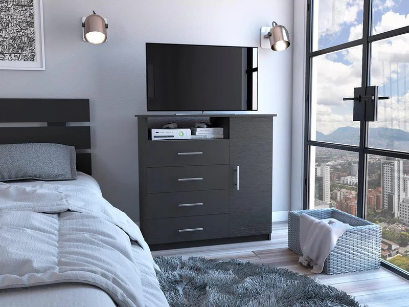 Organizador Barlovento, Wengue, con Cuatro Cajones y una Puerta ZF