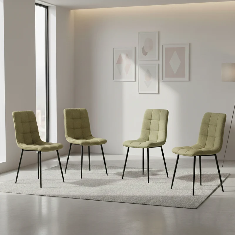 Set de 4 Sillas Flex, Color Verde Oliva Claro, con Espaldar y Diseño Moderno