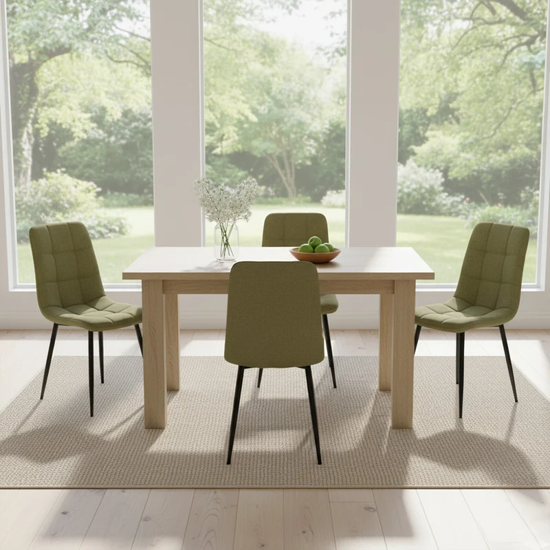 Set de 4 Sillas Flex, Color Verde Oliva Claro, con Espaldar y Diseño Moderno