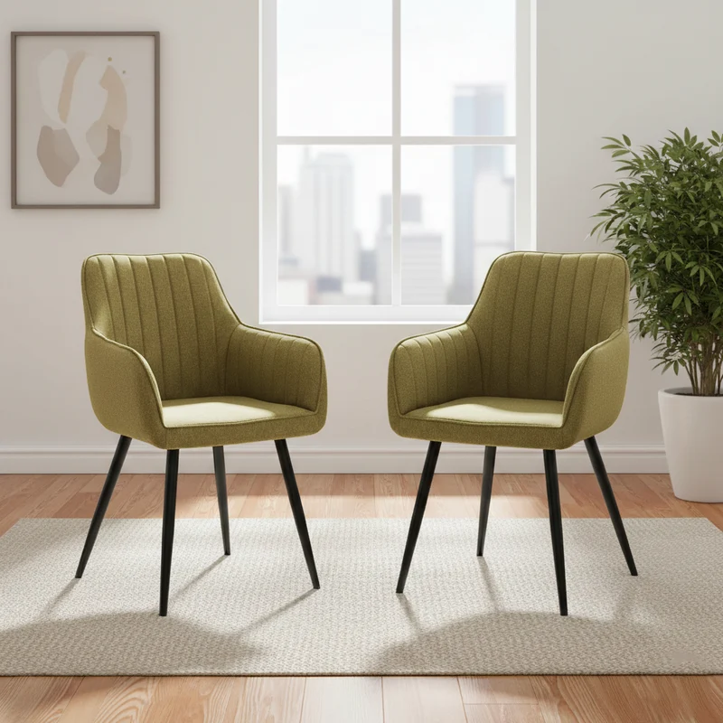 Set de 2 Sillas Neo, Color Verde, con Espaldar y Diseño Moderno
