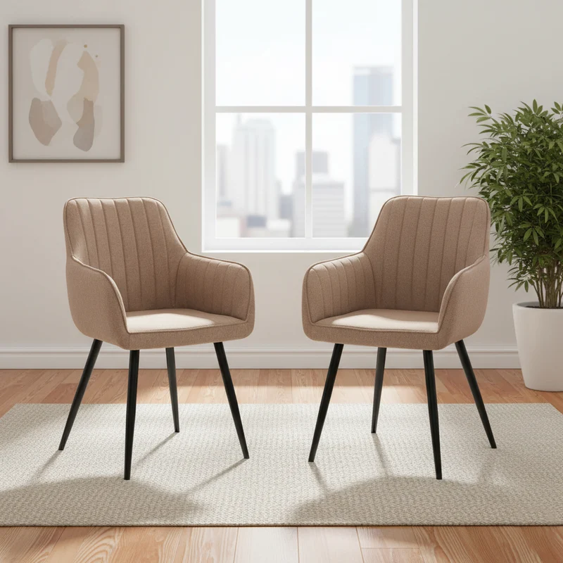 Set de 2 Sillas Neo, Color Marrón Oscuro, con Espaldar y Diseño Moderno