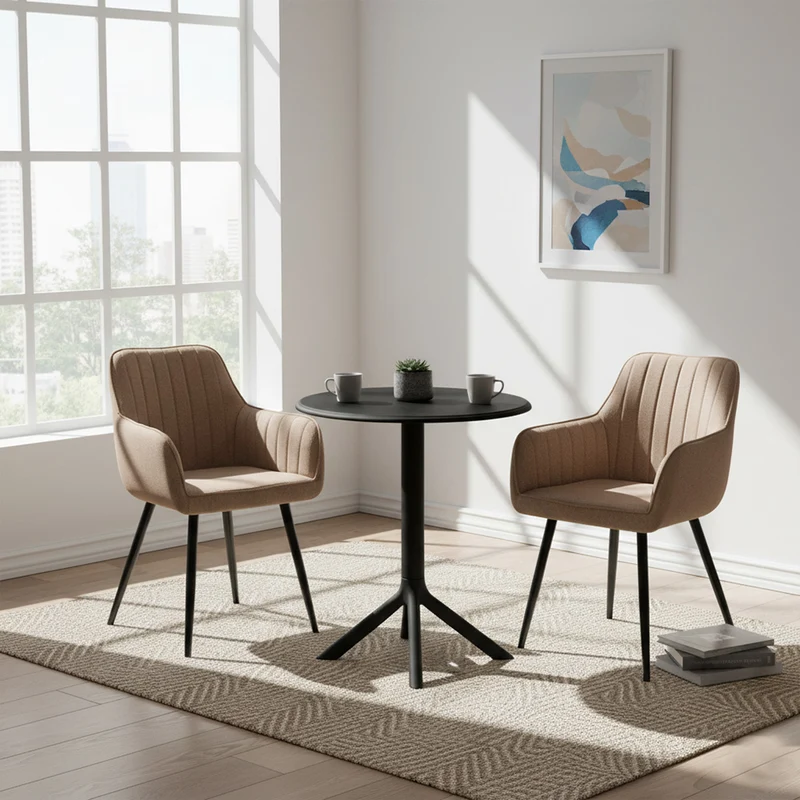 Set de 2 Sillas Neo, Color Marrón Oscuro, con Espaldar y Diseño Moderno