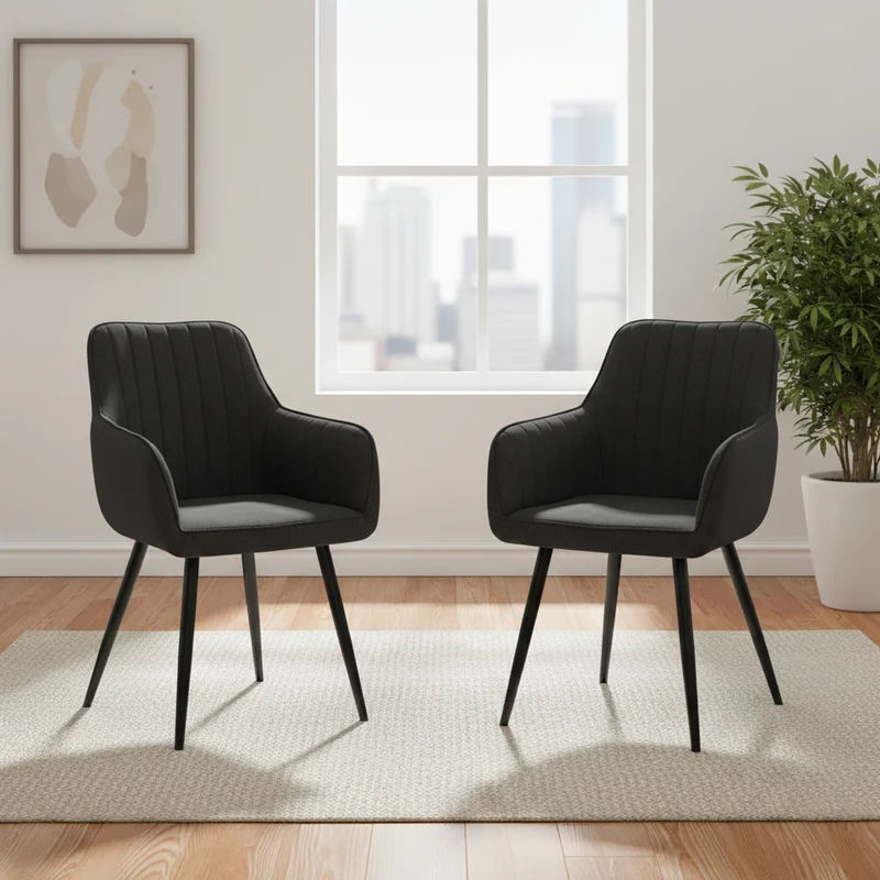 Set de 2 Sillas Neo, Color Negro, con Espaldar y Diseño Moderno