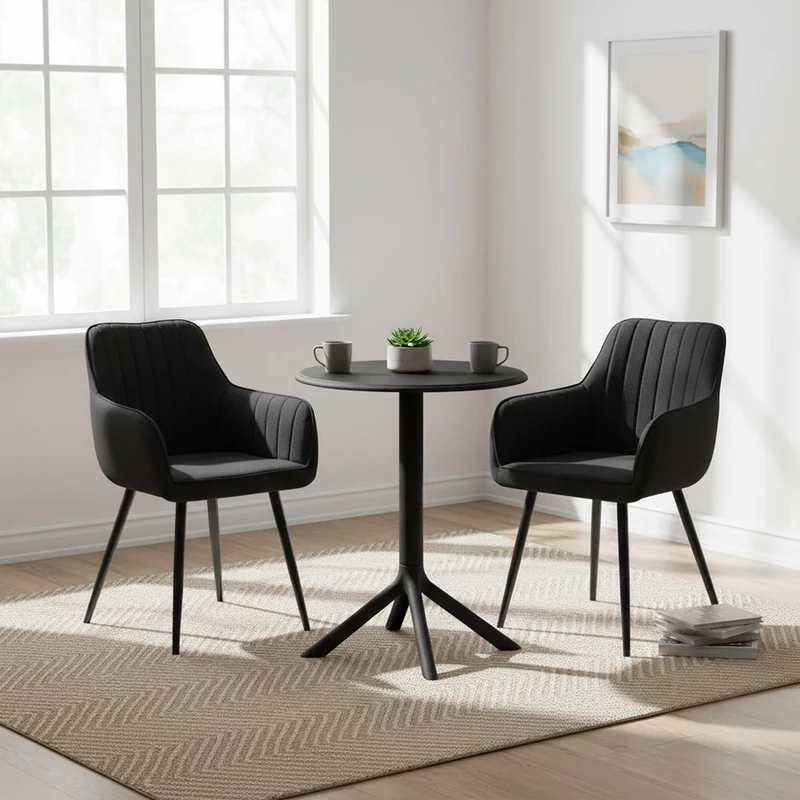 Set de 2 Sillas Neo, Color Negro, con Espaldar y Diseño Moderno