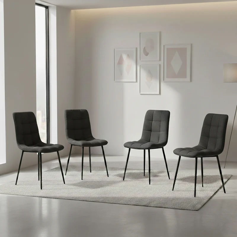 Set de 4 Sillas Flex, Color Negro, con Espaldar y Diseño Moderno