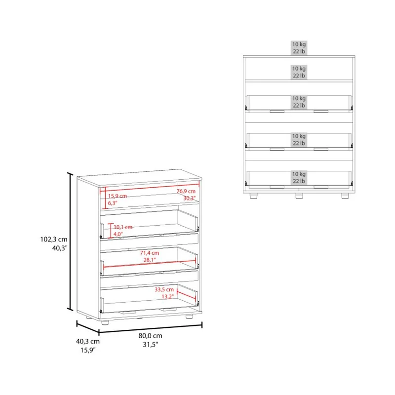 Organizador Apina, Wengue, con Cuatro Cajones Deslizables ZF